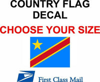 
              CONGO COUNTRY FLAG, STICKER, DECAL, 5YR VINYL, Country Flag of Congo
            