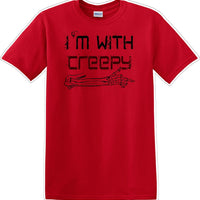 I'M WITH CREEPY POINTING LEFT - Halloween - Novelty T-shirt