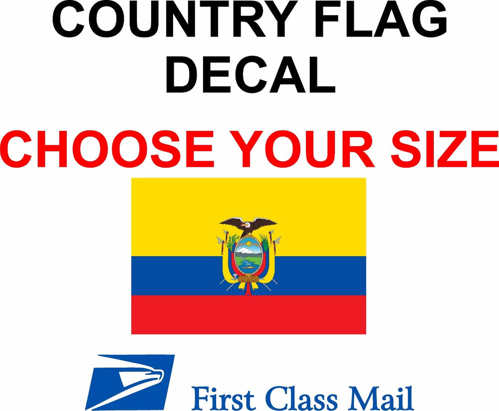 ECUADOR COUNTRY FLAG, STICKER, DECAL, 5YR VINYL, STATE FLAG