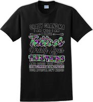 
              Crazy Tattooed Grandma T-Shirt - 12 color choices
            