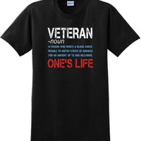VETERAN NOUN, ONES LIFE, Veterans day Soldier USA Support T-Shirt