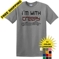 I'M WITH CREEPY POINTING LEFT - Halloween - Novelty T-shirt