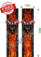 
              2 Firefighter Face Shield Flames Truck Bed Band Stripes Decal Sticker Graphics
            