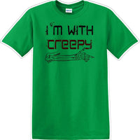 I'M WITH CREEPY POINTING LEFT - Halloween - Novelty T-shirt