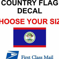 BELIZE COUNTRY FLAG, STICKER, DECAL, 5YR VINYL, Country Flag of Belize