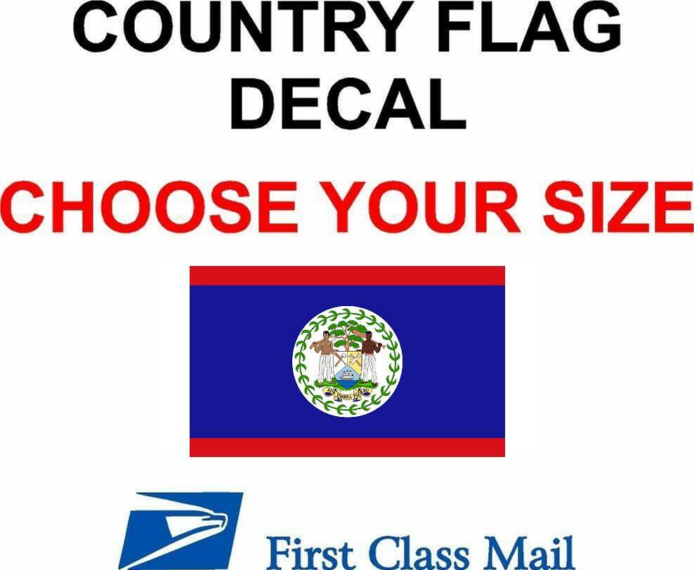 BELIZE COUNTRY FLAG, STICKER, DECAL, 5YR VINYL, Country Flag of Belize