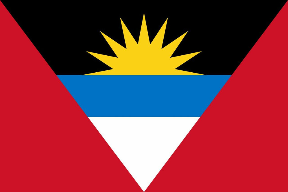 Antigua and Barbuda COUNTRY FLAG STICKER DECAL, 5yr Flag of Antigua and Barbuda