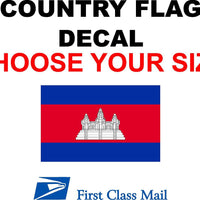 CAMBODIA COUNTRY FLAG, STICKER, DECAL, 5YR VINYL, Country Flag of Cambodia