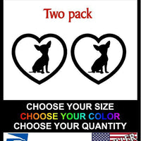 Chihuahua heart, Love Dogs Decal Window Sticker Car Truck, D2