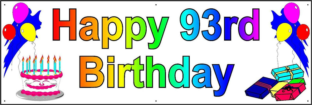 HAPPY 93RD BIRTHDAY BANNER 2FT X 6FT NEW LARGER SIZE