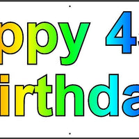 HAPPY 45th BIRTHDAY BANNER 2FT X 6FT NEW LARGER SIZE