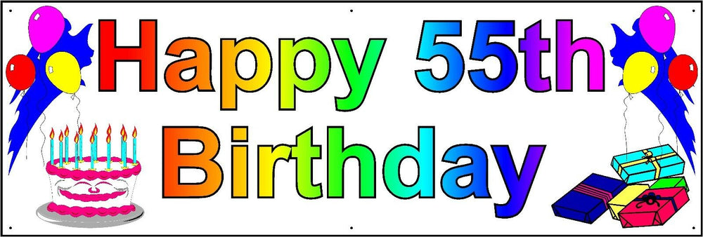 HAPPY 55th BIRTHDAY BANNER 2FT X 6FT NEW LARGER SIZE