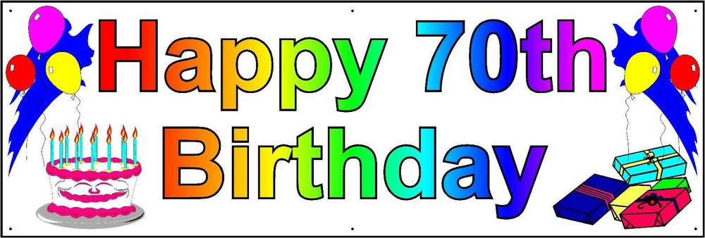 HAPPY 70th BIRTHDAY BANNER 2FT X 6FT NEW LARGER SIZE