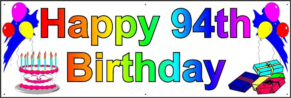 HAPPY 94th BIRTHDAY BANNER 2FT X 6FT NEW LARGER SIZE