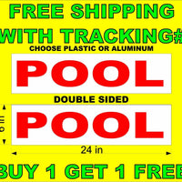 POOL Red & White 6"x24"  2 Sided REAL ESTATE RIDER SIGNS BOGO