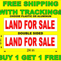 LAND FOR SALE Red & White 6"x24"  2 Sided REAL ESTATE RIDER SIGNS BOGO