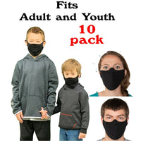 10-QTY Mask Lightweight SUPER SOFT Fabric Facemask Black cotton Essential Worker