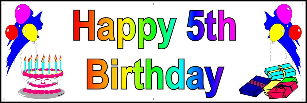 HAPPY 5th BIRTHDAY BANNER 2FT X 6FT NEW LARGER SIZE