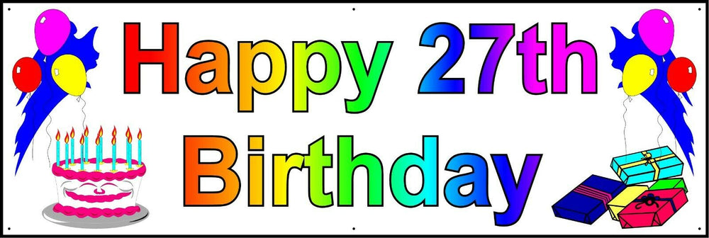 HAPPY 27th BIRTHDAY BANNER 2FT X 6FT NEW LARGER SIZE