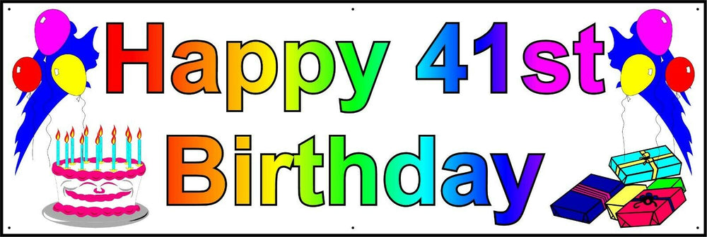 HAPPY 41st BIRTHDAY BANNER 2FT X 6FT NEW LARGER SIZE