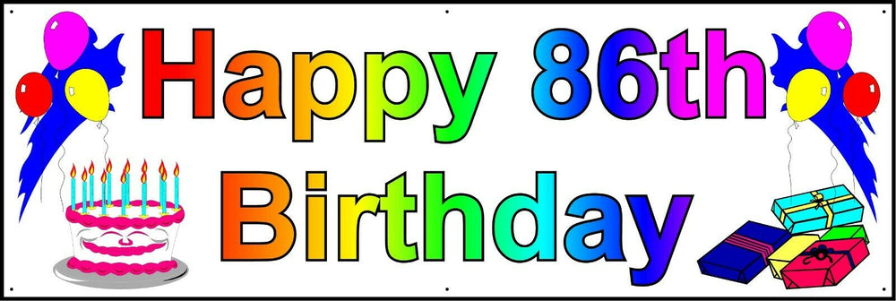 HAPPY 86th BIRTHDAY BANNER 2FT X 6FT NEW LARGER SIZE