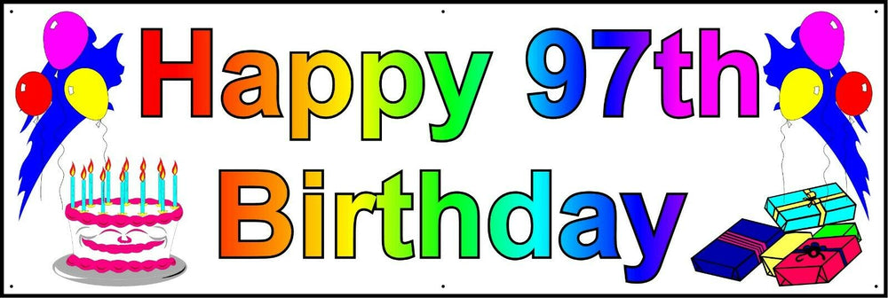 HAPPY 97th BIRTHDAY BANNER 2FT X 6FT NEW LARGER SIZE