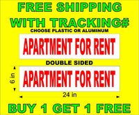 
              APARTMENT FOR RENT Red & White 6"x24"  2 Sided REAL ESTATE RIDER SIGNS BOGO
            
