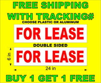 
              FOR LEASE Red & White 6"x24"  2 Sided REAL ESTATE RIDER SIGNS BOGO
            