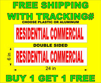 
              RESIDENTIAL COMMERCIAL Red & White 6"x24"  2 Sided REAL ESTATE RIDER SIGNS BOGO
            