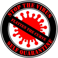 Stop the Virus, Self Quarantine,  FLATTEN THE CURVE, Decal, sticker 5yr