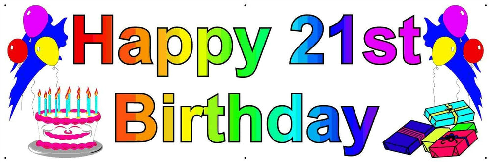 HAPPY 21st BIRTHDAY BANNER 2FT X 6FT NEW LARGER SIZE