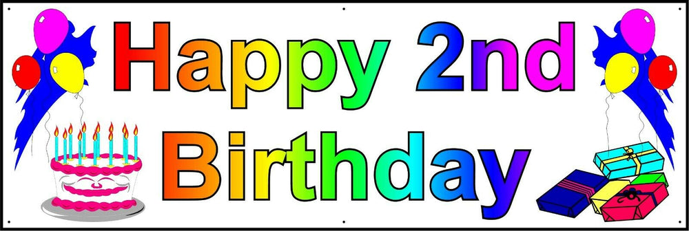 HAPPY 2nd BIRTHDAY BANNER 2FT X 6FT NEW LARGER SIZE