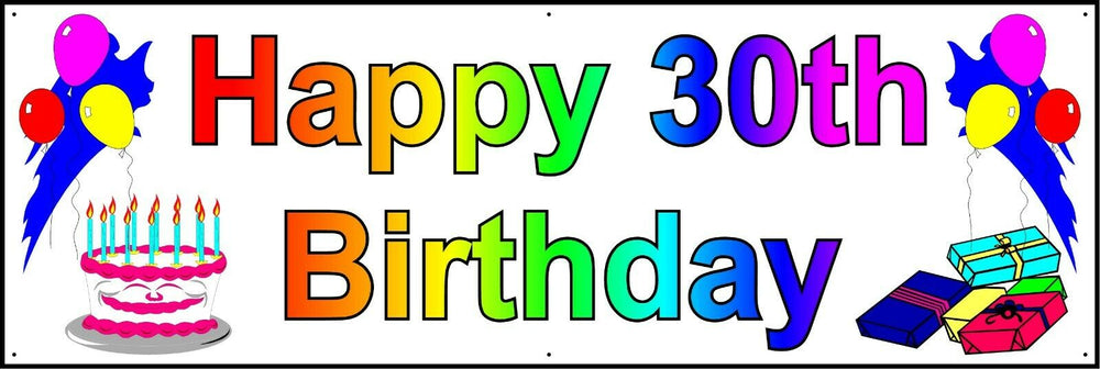 HAPPY 30th BIRTHDAY BANNER 2FT X 6FT NEW LARGER SIZE