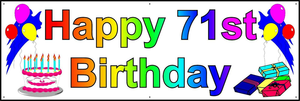 HAPPY 71st BIRTHDAY BANNER 2FT X 6FT NEW LARGER SIZE