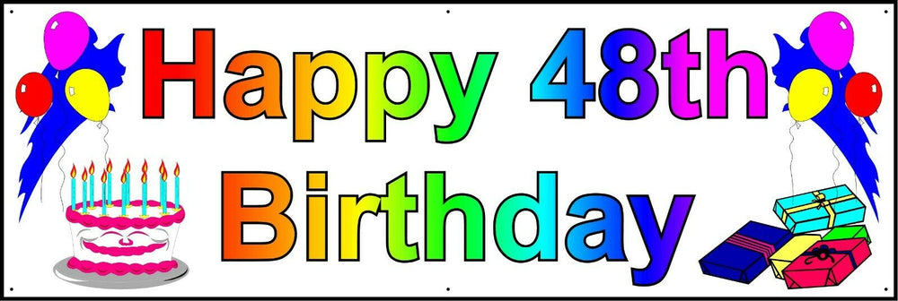 HAPPY 48th BIRTHDAY BANNER 2FT X 6FT NEW LARGER SIZE