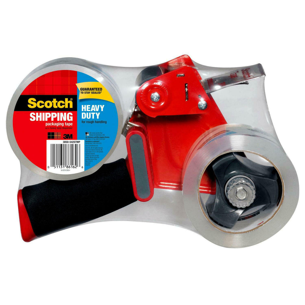 Scotch Heavy Duty Shipping Tape Dispenser w/ 2 Rolls of Tape, 1.88in x 60 yds