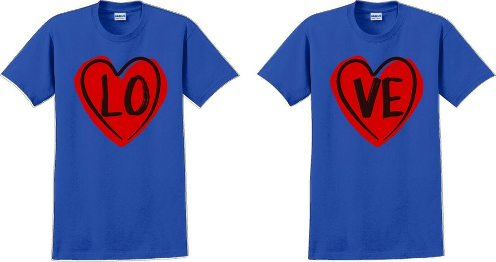 Couple Matching T-shirt Love Tshirt LO VE Valentine's Day Couple Shirts V-Day