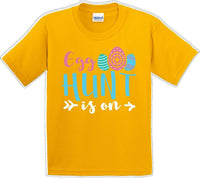 
              Egg Hunt is on  - Distressed Design - Kids/Youth Easter T-shirt
            