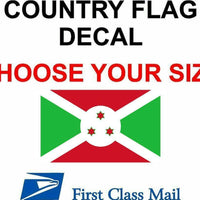 BURUNDI COUNTRY FLAG, STICKER, DECAL, 5YR VINYL, Country Flag of Burundi