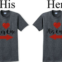 Her one His Only  -Couples Shirts-Valentines Day-V- Day shirts-Sold Individually