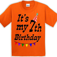 It's my 7th Birthday Shirt - Youth B-Day T-Shirt - 12 Color Choices - JC