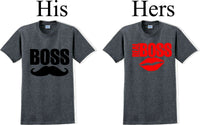 
              Boss/The real Boss  -Couples Shirts-V- Day shirts-Sold Individually
            