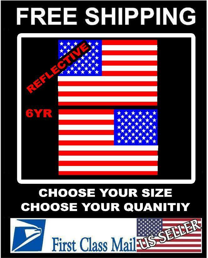 2 REFLECTIVE American Flag USA Mirrored  Vinyl Decals for Boat Truck Car