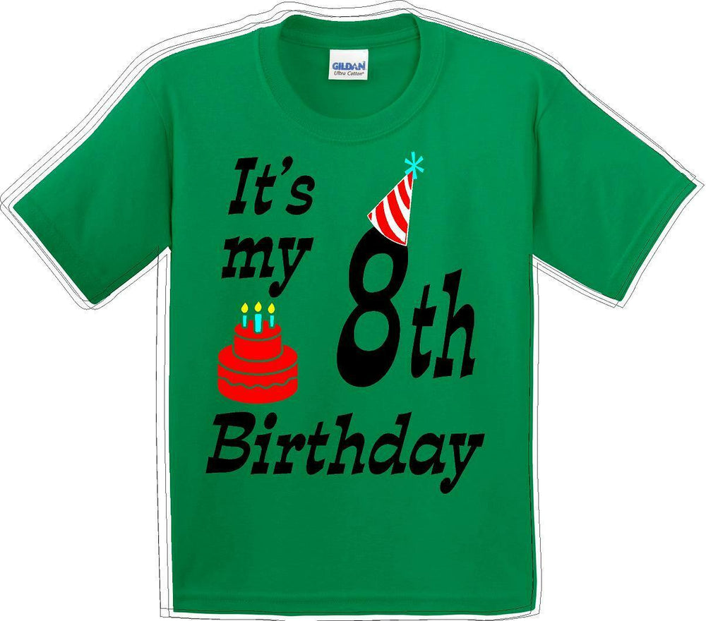 It's my 8th Birthday Shirt with Birthday cake design  - Youth B-Day T-Shirt - JC