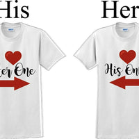 Her one His Only  -Couples Shirts-Valentines Day-V- Day shirts-Sold Individually