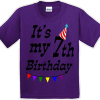 It's my 7th Birthday Shirt - Youth B-Day T-Shirt - 12 Color Choices - JC