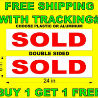 SOLD Red & White 6"x24"  2 Sided REAL ESTATE RIDER SIGNS Buy 1 Get 1 FREE