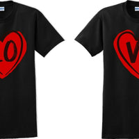Couple Matching T-shirt Love Tshirt LO VE Valentine's Day Couple Shirts V-Day