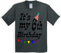 
              It's my 6th Birthday Shirt - Youth B-Day T-Shirt - 12 Color Choices - JC
            