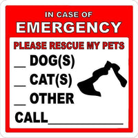 Pet Rescue Alert Decal/Sticker for Window or Door